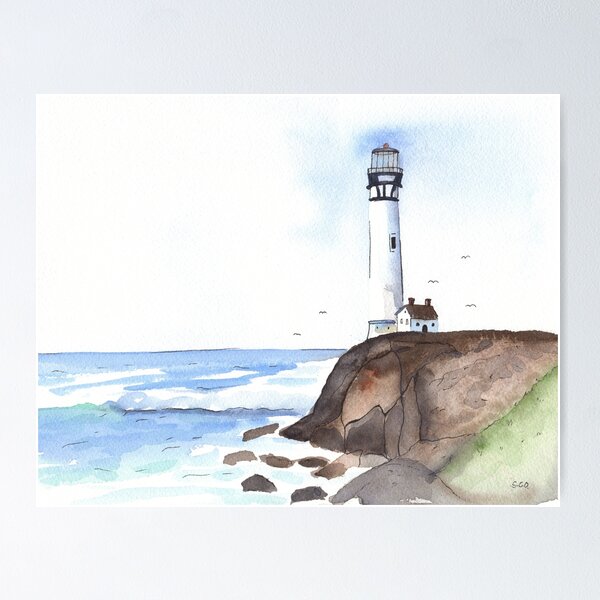 Item preview, Lighthouse Watercolor and Ink Painting designed and sold by Sandra Connelly.