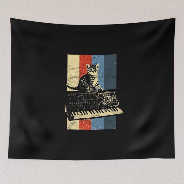 Item preview, Synthesizer & Cat Vintage Analog - Synth Techno design designed and sold by A-Fashion.