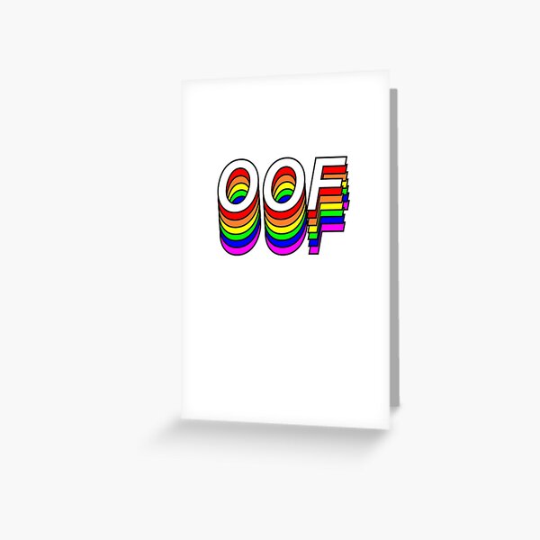 Funny Oof Roblox Thanks Meme Rainbow Design Greeting Card By Elkaito Redbubble - roblox egg hunt vaporwave egg