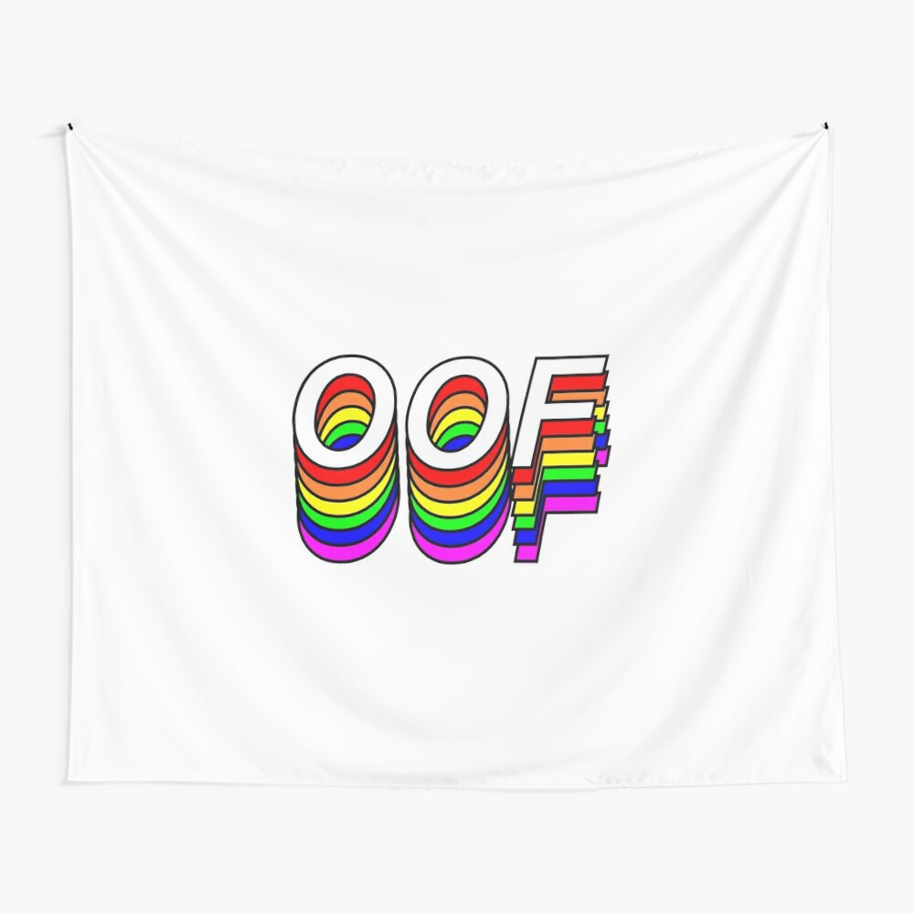 Funny Oof Roblox Thanks Meme Rainbow Design Tapestry By Elkaito Redbubble - roblox oof pirates