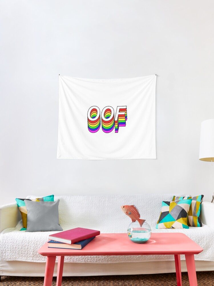 Funny Oof Roblox Thanks Meme Rainbow Design Tapestry By Elkaito Redbubble - rainbow oof roblox