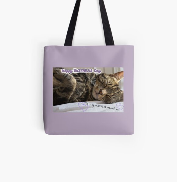 Cute Sleeping Tabby Mother's Day Card All Over Print Tote Bag