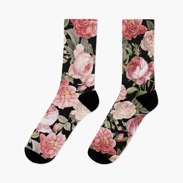 Item preview, Pink Vintage Roses on Black Botanical Night Garden NightGarden  designed and sold by UtArt.