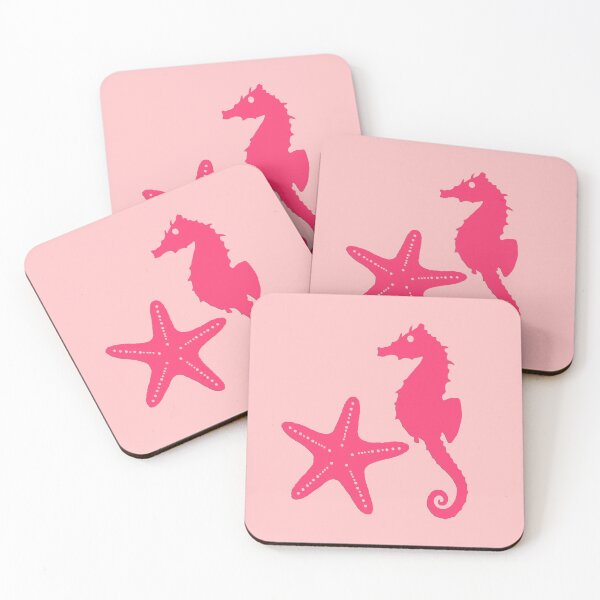 Item preview, Seahorse & starfish - shades of coral pink  designed and sold by Marymarice.