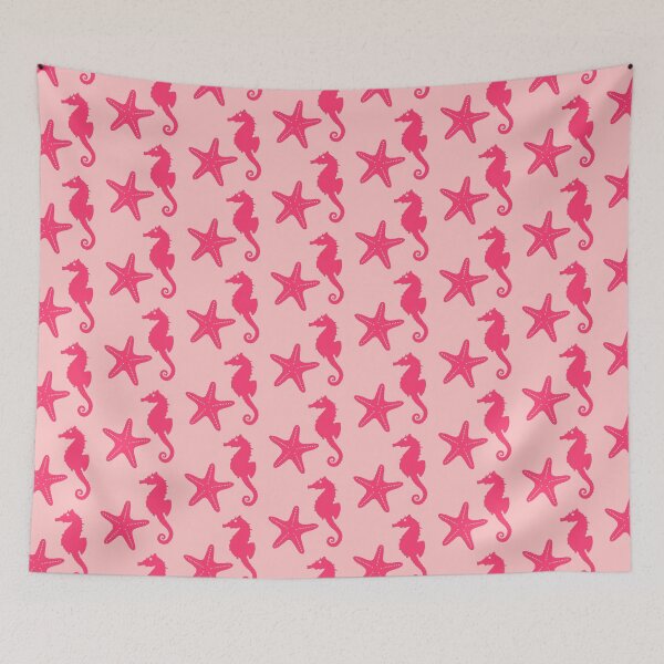 Item preview, Seahorse & starfish - shades of coral pink  designed and sold by Marymarice.