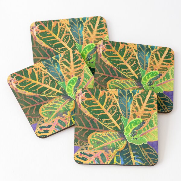 Item preview, Yellow Croton Tropical Plant Leaves | Modern Garden Art Print  designed and sold by AndreaHelmArt.