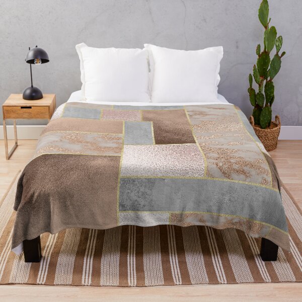 Item preview, Copper and Blush Rose Gold Marble Quadrangle Plaid Pattern designed and sold by UtArt.