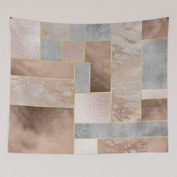 Item preview, Copper and Blush Rose Gold Marble Quadrangle Plaid Pattern designed and sold by UtArt.