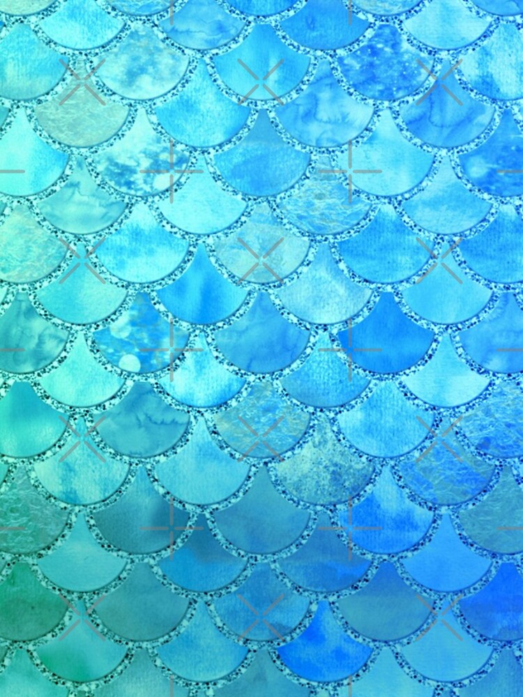 Turquoise Green and BLue Watercolor Mermaid Scales by UtArt
