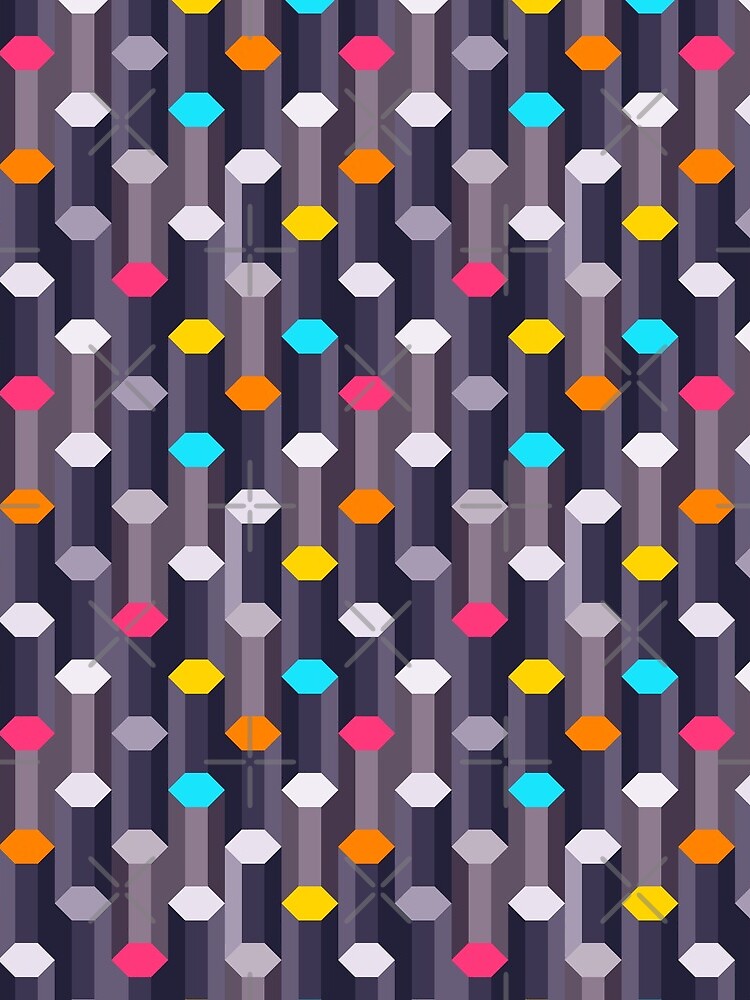 Crystal Hexagon Columns steel blue with colorful caps by nobelbunt