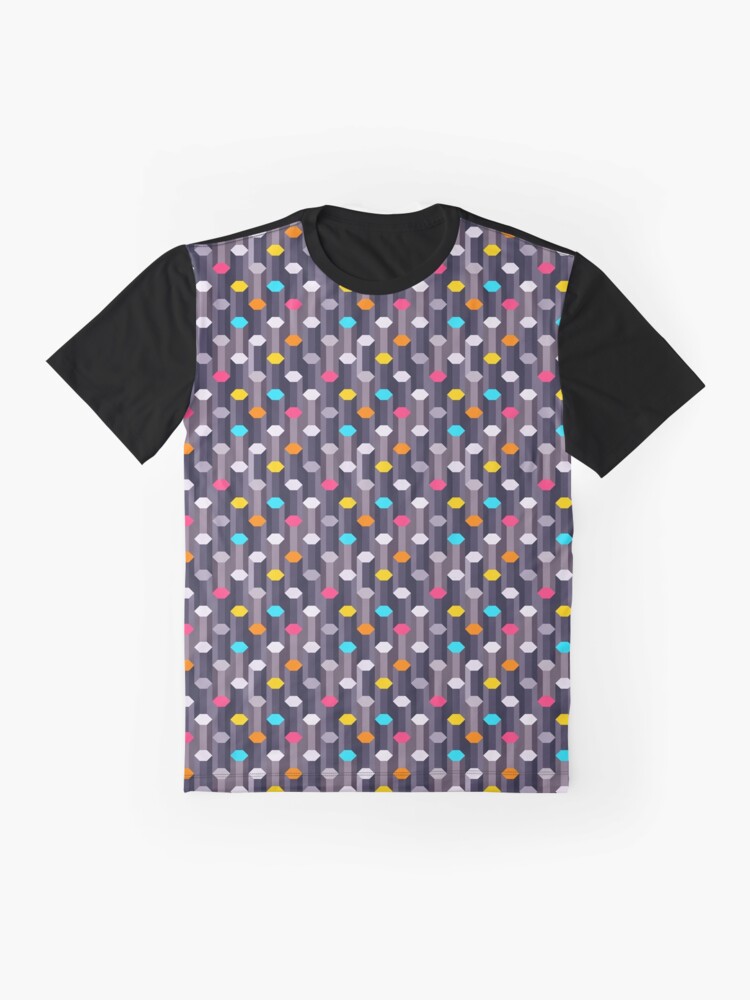 Alternate view of Crystal Hexagon Columns steel blue with colorful caps Graphic T-Shirt