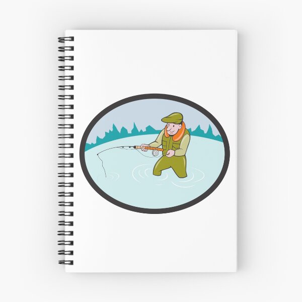 Item preview, Fly Fisherman Casting Fly Rod Oval Cartoon designed and sold by patrimonio.