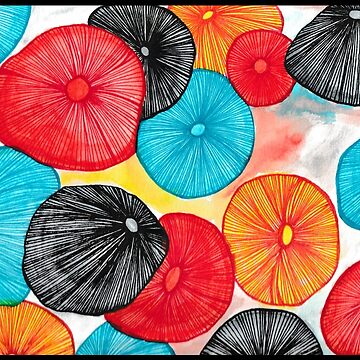 Artwork thumbnail, Mushroom Abstract Watercolor and Pen by thepinkwoobie