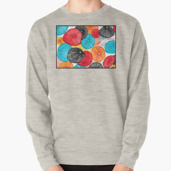 Mushroom Abstract Watercolor and Pen Pullover Sweatshirt