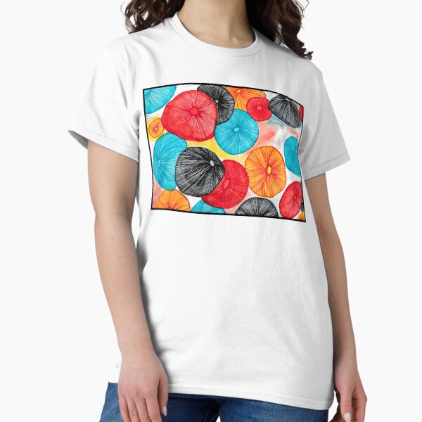 Mushroom Abstract Watercolor and Pen Classic T-Shirt