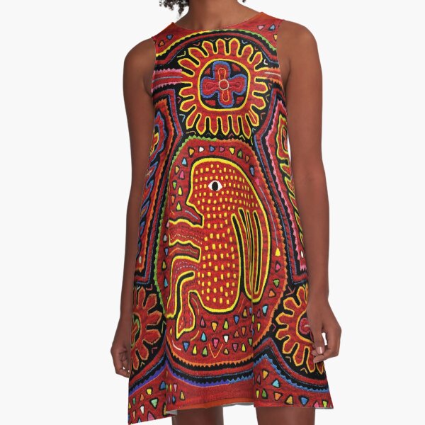 Vista previa del artículo con la obra «Kuna Indian Mola Girl en bicicleta», diseñado y vendido por Esprit-Mystique.