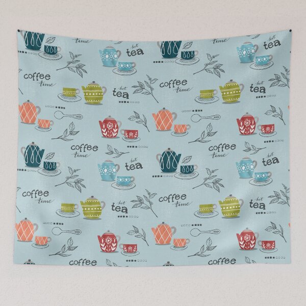 Item preview, Coffee and Tea Party - Light Teal designed and sold by oppositedge.