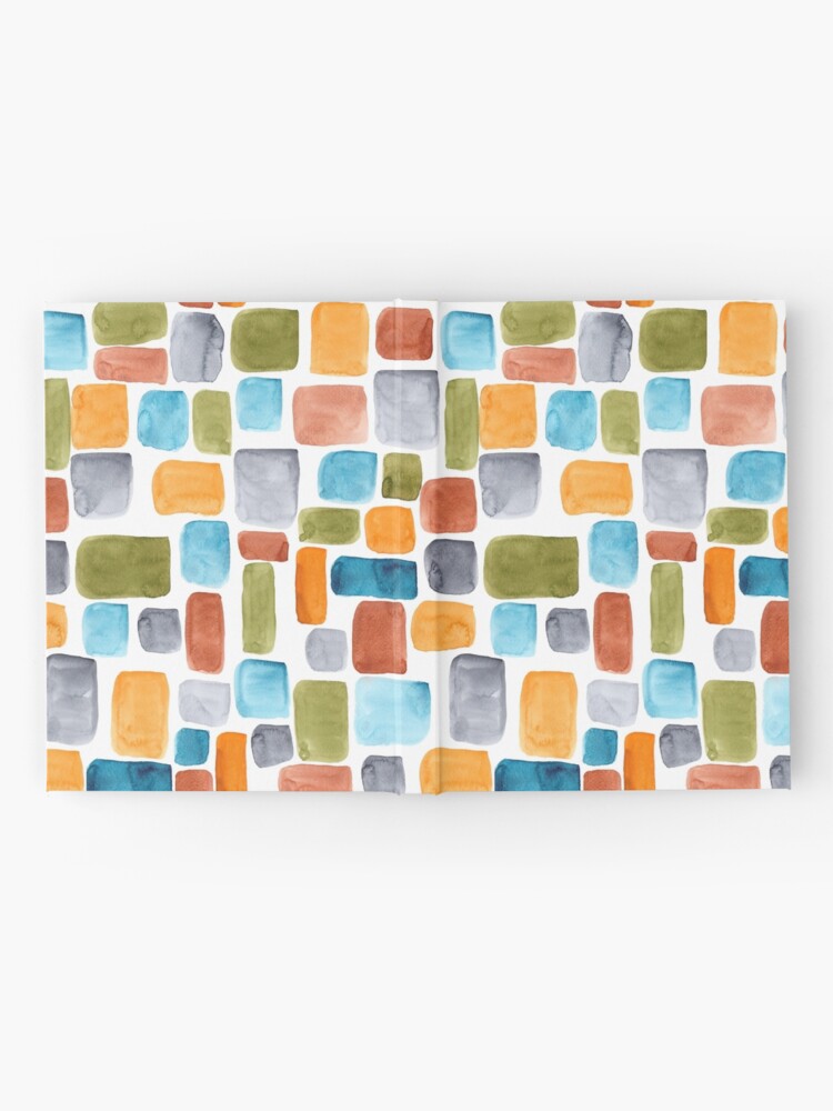 Alternate view of Color blocking: Hand-painted watercolor rectangle shapes in autumnal colors olive, teal, orange, rust and turquoise as a seamless surface pattern design Hardcover Journal