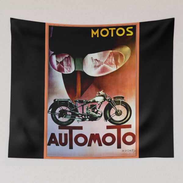 Item preview, Motos Vintage French Art Deco Motorcycle ad designed and sold by Glimmersmith.