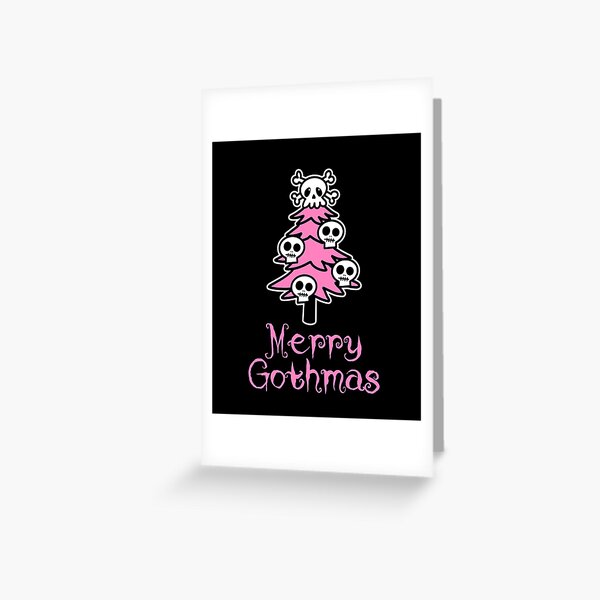 Pastel Goth Christmas Merry Gothmas Kawaii Skull Greeting Card