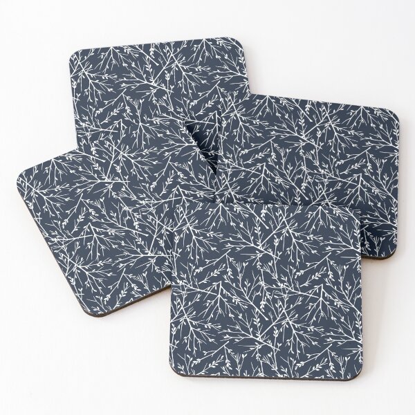 Item preview, Botanical Floral Leaf Pattern, Navy Blue designed and sold by meggydesigns.