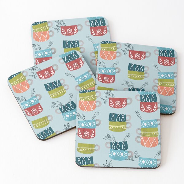 Item preview, Coffee and Tea Cups - Light Teal designed and sold by oppositedge.