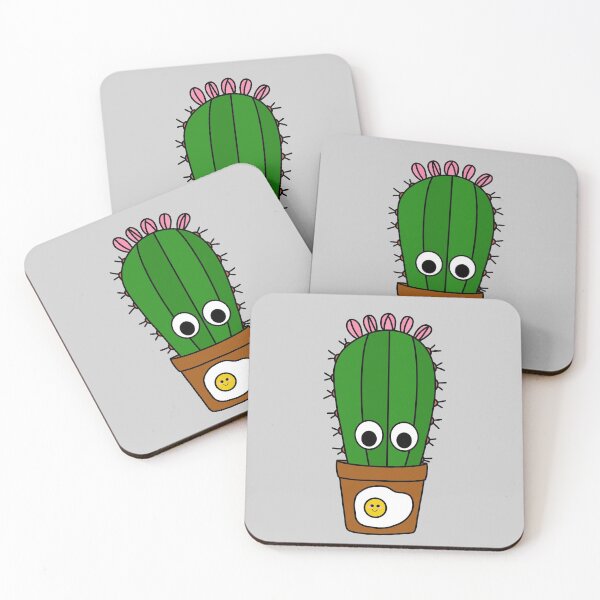 Item preview, Cute Cactus Design #250: Tall Cactus In Sunny Side Up Egg Pot designed and sold by DreamCactus.