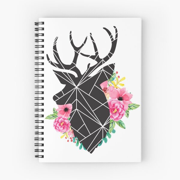 Item preview, Geometric Deer Head Antlers Silhouette With Watercolor Floral Accents designed and sold by CyanSkyDesign.