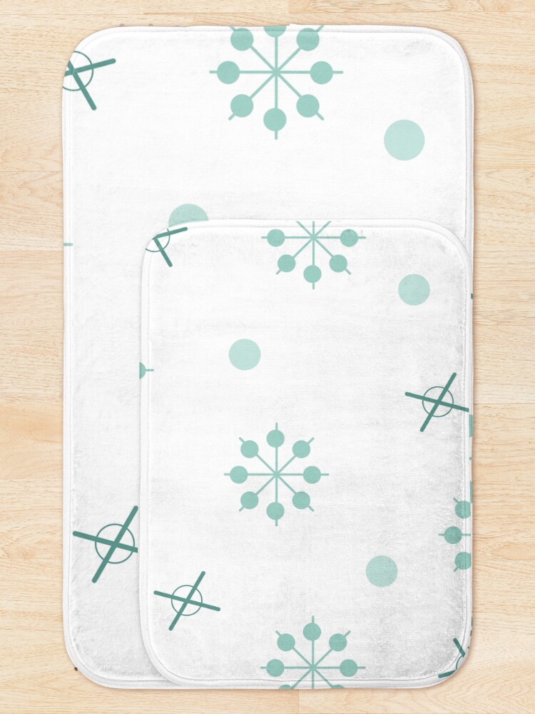 Alternate view of Atomic Age Sputnik Starbursts Winter Green Bath Mat
