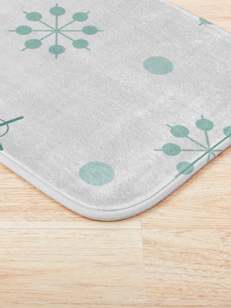 Alternate view of Atomic Age Sputnik Starbursts Winter Green Bath Mat