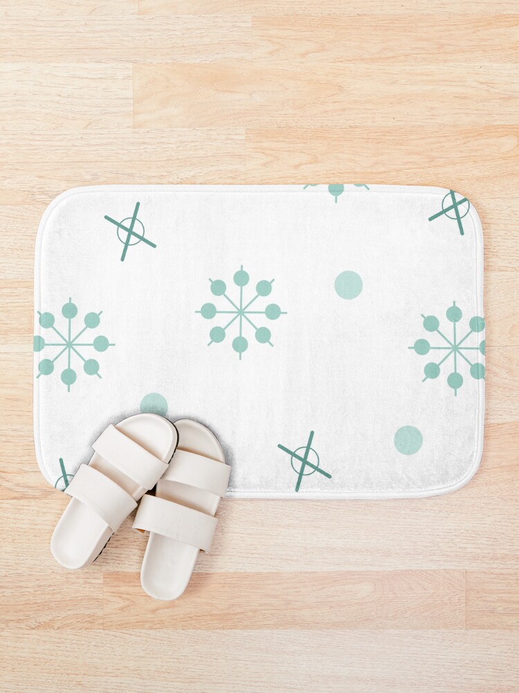 Alternate view of Atomic Age Sputnik Starbursts Winter Green Bath Mat