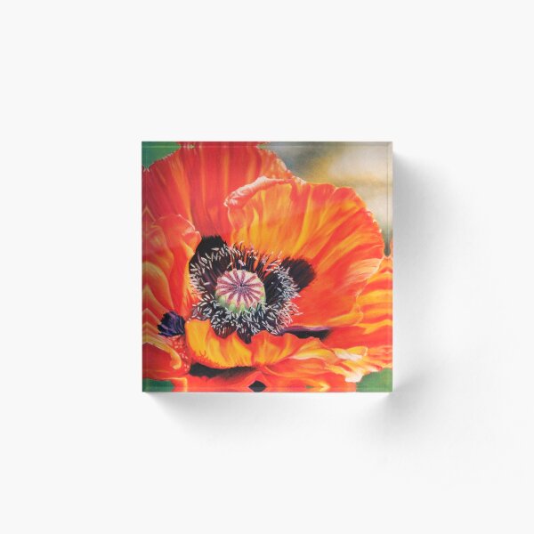 Coquelicot au pastel sec Bloc acrylique