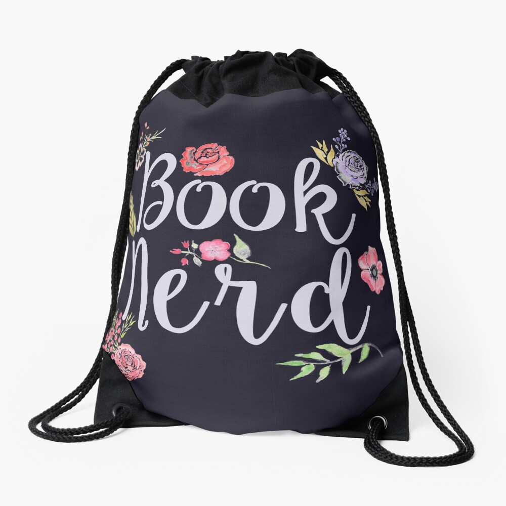"Book Nerd Reverse" Drawstring Bag for Sale by rainilyahead Redbubble