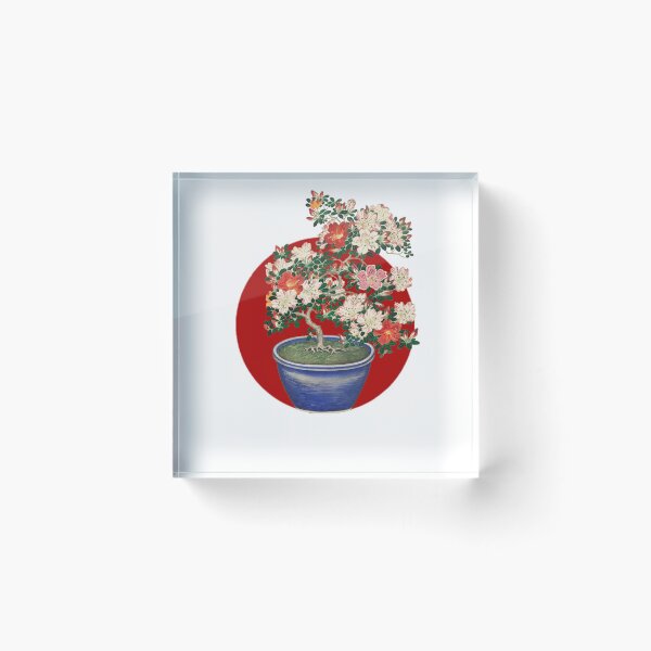 Item preview, Japanese Flag - Blooming Azalea in Blue Pot  designed and sold by weavernap.