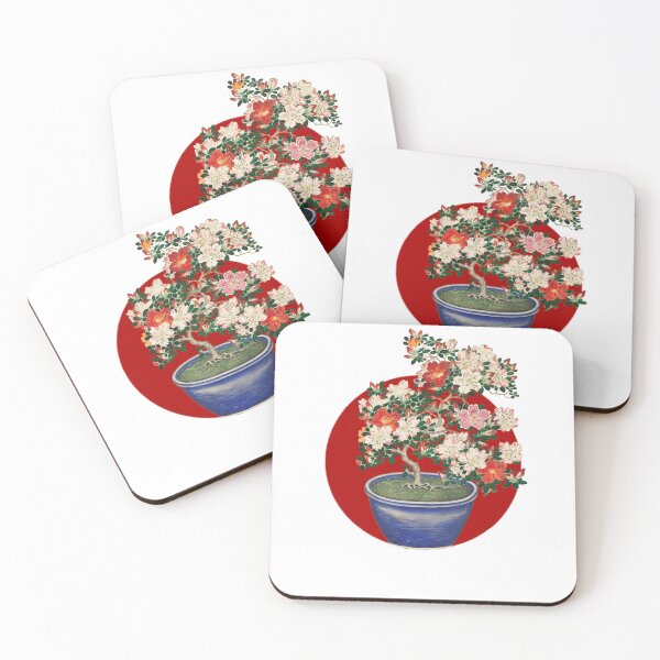 Item preview, Japanese Flag - Blooming Azalea in Blue Pot  designed and sold by weavernap.