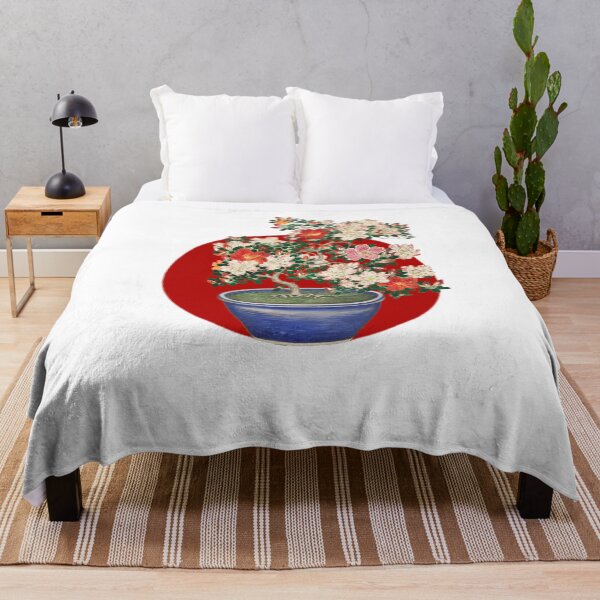 Item preview, Japanese Flag - Blooming Azalea in Blue Pot  designed and sold by weavernap.