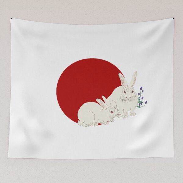 Item preview, Japanese Flag - Rabbits at Full Moon designed and sold by weavernap.