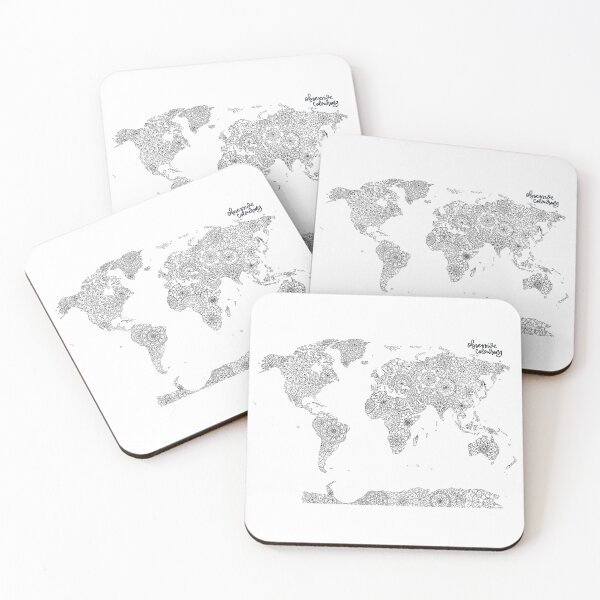 Item preview, World Map Mandala by Obsessive Colouring designed and sold by Obsessive Colouring.