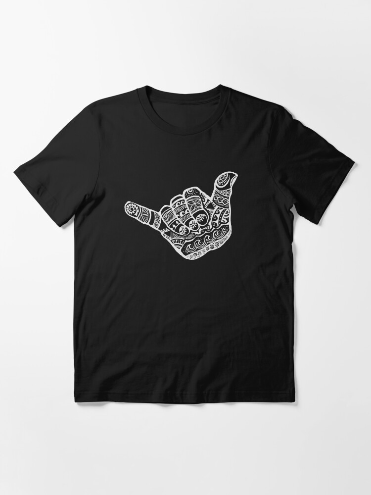 Thumbnail 3 of 7, Essential T-Shirt, Hang Loose - Polynesian, Tribal Shaka Hand Sign in White designed and sold by jitterfly.