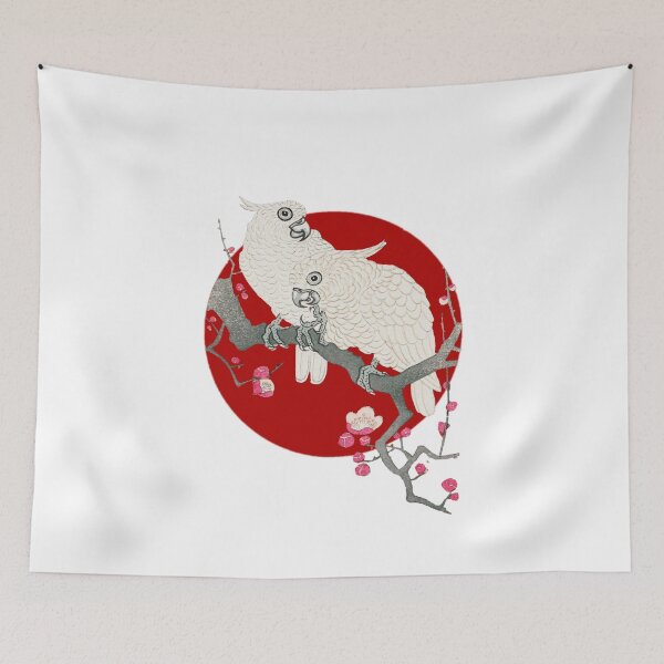 Item preview, Japanese Flag - Cockatoos and Plum Blossom designed and sold by weavernap.