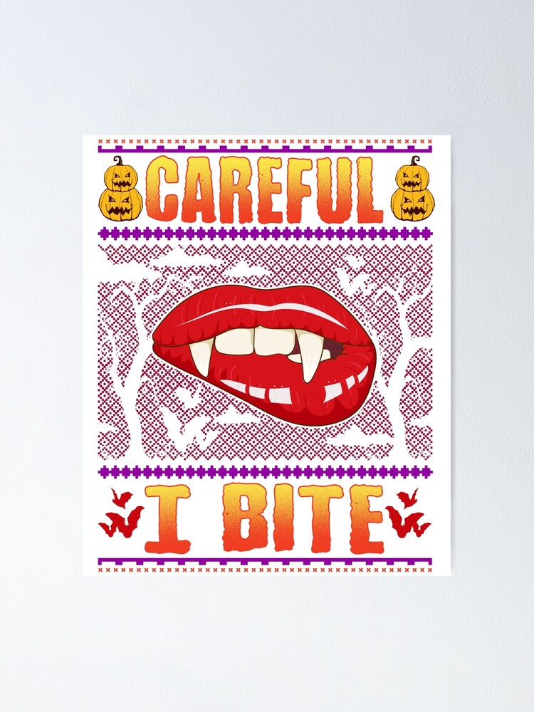 "Sexy Female Vampire Lips Ugly Halloween Sweater Design" Poster for