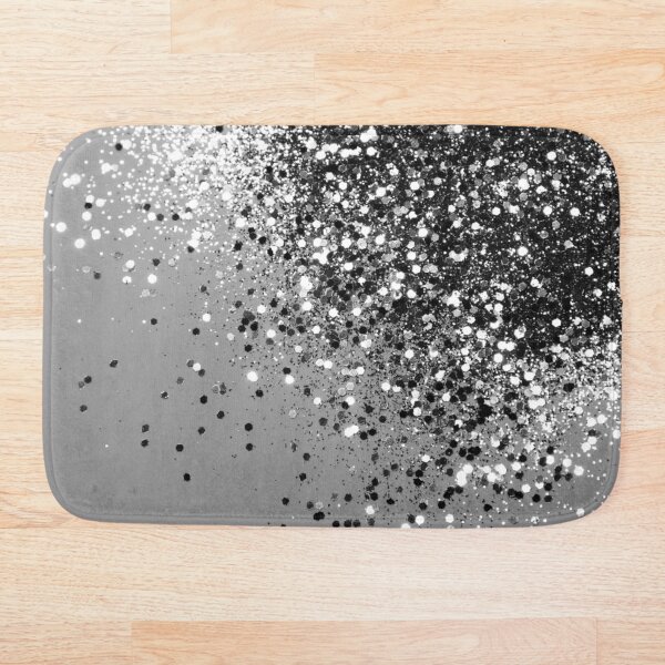 Sparkling Silver Gray Lady Glitter #1 (Faux Glitter) #shiny #decor #art Bath Mat