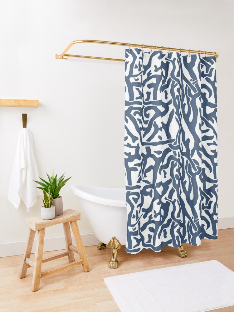  Beach Shower Curtain for Bathroom Blue Coastal