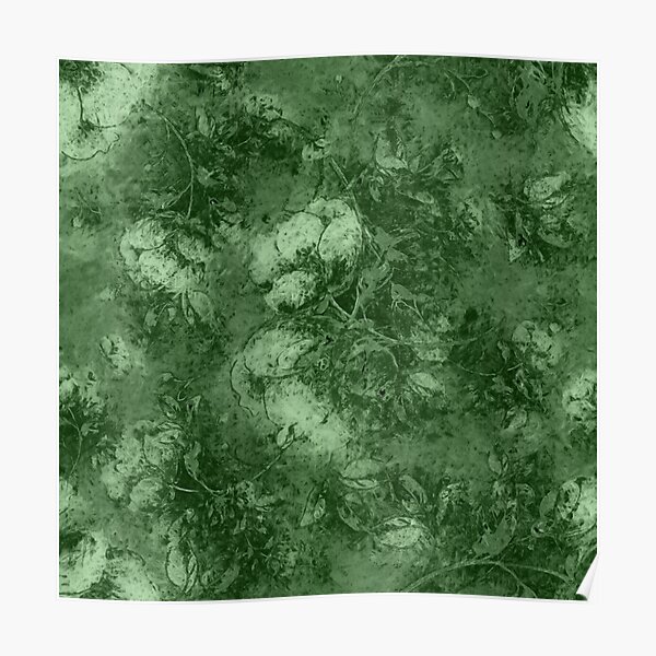 Olive Sage Green Floral Poster
