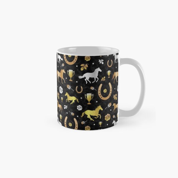 Aperçu de l'œuvre Course de chevaux Derby Day Party Black Gold Pattern créée et vendue par emkayhess.