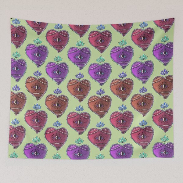 Item preview, Watercolor Mexican heart purple red brown designed and sold by Amandeen.