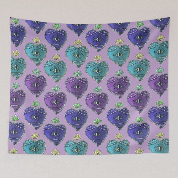 Item preview, Watercolor mexican heart purple turquoise blue designed and sold by Amandeen.