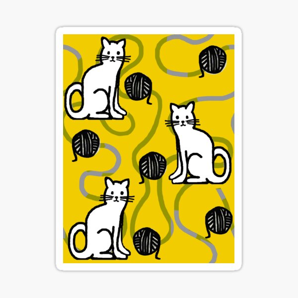 Yarn and cats/ Mustard  Sticker