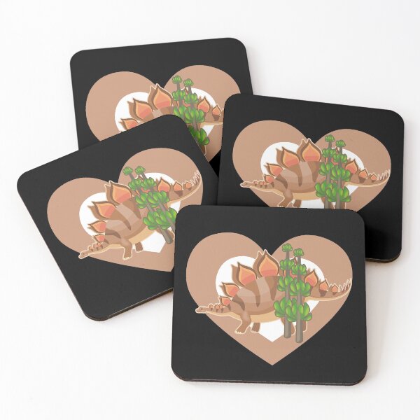 Cute Stegosaurus Heart for Dinosaur Lovers Coasters (Set of 4)