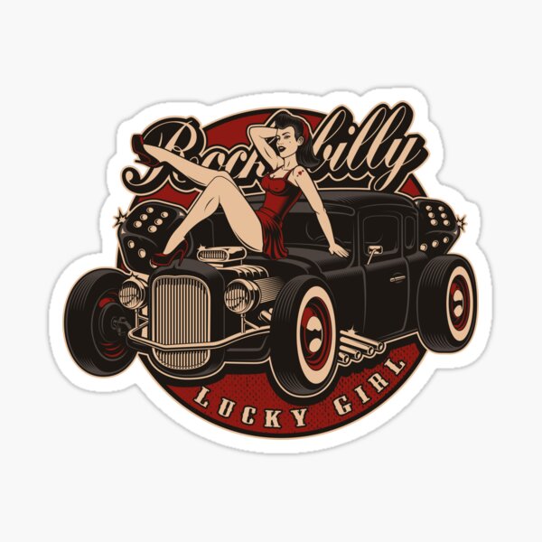 Naked chicks and hot rod cars Hot Rod Girl Stickers Redbubble